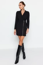 Trendyol Black Jacket Collar Zipper Detailed Woven Woven Dress