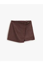 Koton Plaid Shorts Skirt with Buckle Detail.