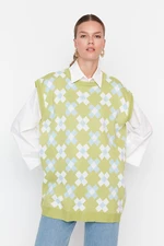 Trendyol Light Green Floral Knitwear Sweater