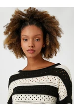 Koton Openwork Sweater Long Sleeves Round Neck