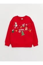 LC Waikiki Girls' Crew Neck Christmas Theme Long Sleeve Sweatshirt