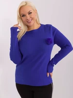 Cobalt blue casual plus-size sweater with tassel