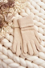 Women's smooth gloves, light beige