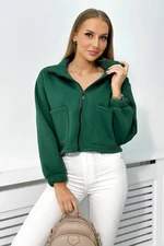 Cotton insulated sweatshirt with green zipper