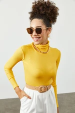 XHAN Women's Yellow Turtleneck Camisole Blouse