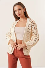 By Saygı Women's Beige Sequin Cardigan Cream