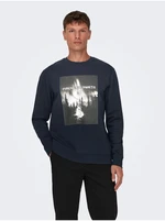 Dark blue mens sweatshirt ONLY & SONS Oren - Men