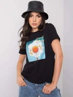 Women's Black Cotton T-shirt