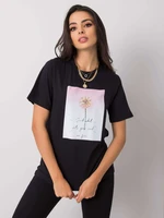 Women's black T-shirt with print