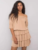 OCH BELLA Camel Spanish dress with ruffles