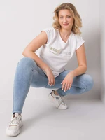 Larger white T-shirt with patches