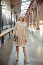 Hooded dress, beige