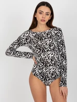 Women's patterned bodysuits - black