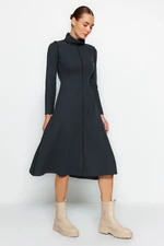 Trendyol Anthracite Bedstead with Stitching A-Line/Creature Formal Thessaloniki/Knitwear-Look Midi Dress