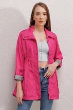 Bigdart 10322 Trench Coat with Gathered Waist - Fuchsia