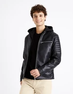 Men's black imitation leather jacket Celio Dibiker2