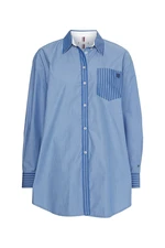 Tommy Hilfiger Shirt - ORG CO STRIPE OVERSIZED SHIRT LS blue