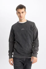 DEFACTO Regular Fit Crew Neck Printed Washed Pale Effect Sweatshirt