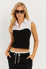 Cool & Sexy Women's Black-White Shirt Blouse KS514