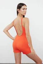 Trendyol Red V-neck Swimsuit with Polyamide Shorts