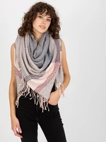 Women's winter scarf with fringes - multicolor