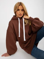 Dark brown basic long oversize hoodie