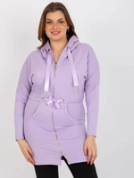 Light purple sweatshirt with a zipper and hem