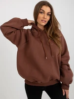 Tmavě hnědá basic oversized mikina s kapucí