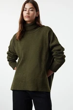 Trendyol Khaki Soft Texture Wide Pattern Knitwear Sweater