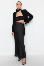 Trendyol Black Woven Satin Long Skirt