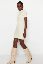 Trendyol Beige A-Line/ Bell Formal Thessaloniki/Knitted Mini Knitted Dress