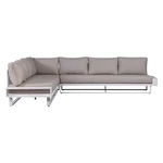 Biało-szara aluminiowa sofa ogrodowa (lewostronna) Flint – Exotan