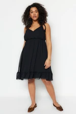 Trendyol Curve Black Chiffon Dress with Woven Straps