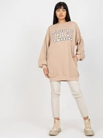 Beige sweatshirt with print and round neckline