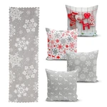 Zestaw 4 świątecznych poszewek na poduszki i bieżnika Minimalist Cushion Covers Snowflakes