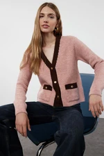 Trendyol Brown Soft Textured Color Blocked Knitwear Cardigan