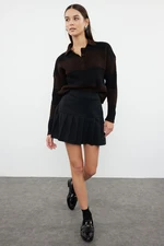 Trendyol Dark Brown Crop Soft Textured Color Blocked Knitwear Sweater