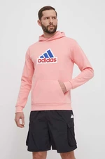 Mikina adidas pánska, ružová farba, s kapucňou, s nášivkou, IS9597