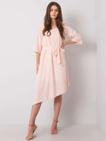 Light pink asymmetrical dress with belt