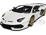 Lamborghini Aventador SVJ Bianco Asopo Pearl White with Gold Wheels 1/18 Model Car by Autoart