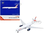 Boeing 777-200ER Commercial Aircraft "British Airways" White with Tail Stripes 1/400 Diecast Model Airplane by GeminiJets