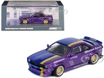 Nissan Silvia (S14) RHD (Right Hand Drive) Blue and Purple Metallic with Yellow Stripe "Tomonori Idekawas Rocket Bunny Boss" 1/64 Diecast Model Car b