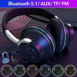 Bluetooth 5.1 Wireless Headphones Over Ear Headset Stereo Bass All-In-Ear Glowing Earphones