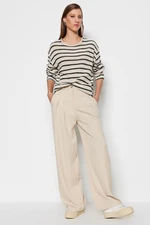 Trendyol Ecru Linen Look Wide Leg Woven Trousers