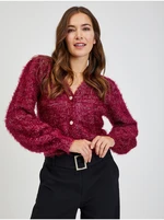 Women's Burgundy Cardigan with Metallic Fibres ORSAY - Ladies