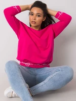 Fuchsia sweatshirt with inscriptions on cuffs