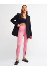 Dilvin 7947 Zipper Detailed Leggings-dark Pink