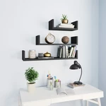 Wall Display Shelf 3 pcs Gray Chipboard