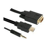 Kábel GoGEN HDMI / VGA vč. Jack 3,5mm, 1,5m, pozlacený (VGAHDMIJACK150) čierny prepojovací kábel • HDMI • VGA • 3,5 mm jack • dĺžka 1,5 m • pozlátené 