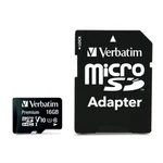 Pamäťová karta Verbatim Premium micro SDHC 16GB Class 10 (80R/10W) + adapter (44082) pamäťová microSDHC • Class 10 • kapacita 16 GB • rýchlosť čítania